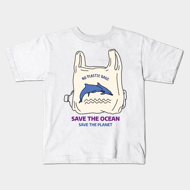 no plastic bags Kids T-Shirt by FUNNY LIFE